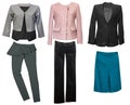 Elegant classic female clothes collage. Woman wear set.