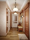 Elegant classic hall interior design with beige walls