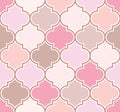 Elegant classic moroccan trellis pattern in pink and beige shades. Vector seamless background.