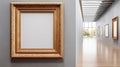 Elegant Classical Textured Picture Frame Displayed in Modern Art Gallery with Empty Wall Space Royalty Free Stock Photo