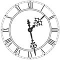 Elegant Clock Face With Roman Numerals Placed On White