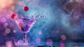 Elegant cocktail glass with a cherry garnish amidst mystical colorful smoke Royalty Free Stock Photo
