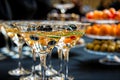Elegant Cocktail Glasses with Olives. Generative AI