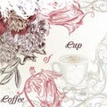 Elegant coffee background with flowers