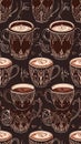 Elegant Coffee Cup Pattern Design for Backgrounds and Textiles Royalty Free Stock Photo