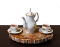 Elegant coffee set on an exclusive tray Royalty Free Stock Photo