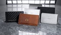 Elegant Collection of Leather Wallets on Display Royalty Free Stock Photo