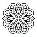 Elegant Mandala Flower: A Serene Black And White Tondo Design