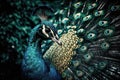 Elegant colourful peacock portrait. AI generated Royalty Free Stock Photo