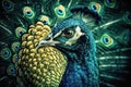 Elegant colourful peacock portrait. AI generated Royalty Free Stock Photo