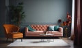 Elegant Comfort: Sophisticated Living Room with a Touch of Color Royalty Free Stock Photo