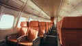 Elegant and comfortable business class seats in the spacious cabin of a commercial aircraft Royalty Free Stock Photo