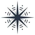 Elegant Compass Rose Illustration Featuring Starburst Design Royalty Free Stock Photo