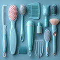 Stylish hair tools on minimalist background.