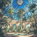 Elegant Conservatory with Stained Glass Dome Royalty Free Stock Photo