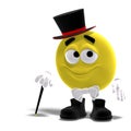Elegant cool and funny yellow emoticon with bow
