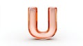 Elegant copper letter u on white background ideal for modern design and typography projects Royalty Free Stock Photo