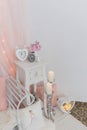 Elegant corner arrangement with clock and candles