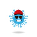 An elegant coronavirus bacteria mascot design with charming smile expression. Mascot logo design