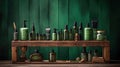 Elegant cosmetics on a rustic wooden podium photo realistic illustration - Generative AI.