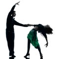 Elegant couple dancers dancing silhouette Royalty Free Stock Photo