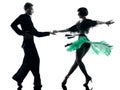 Elegant couple dancers dancing silhouette Royalty Free Stock Photo