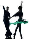 Elegant couple dancers dancing silhouette Royalty Free Stock Photo