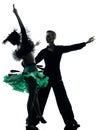 Elegant couple dancers dancing silhouette Royalty Free Stock Photo