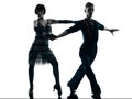 Elegant couple dancers dancing silhouette Royalty Free Stock Photo