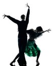 Elegant couple dancers dancing silhouette Royalty Free Stock Photo