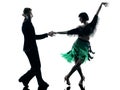 Elegant couple dancers dancing silhouette Royalty Free Stock Photo