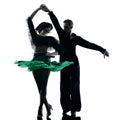 Elegant couple dancers dancing silhouette Royalty Free Stock Photo