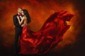 Elegant Couple, Dancing Woman in Red Dress with Man