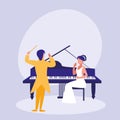 Elegant couple playing piano avatar character Royalty Free Stock Photo