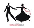 Elegant couple silhouettes dancing retro style