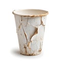 Elegant cracked ceramic cup on white background. artistic home decor. modern craftsmanship. isolated object for design