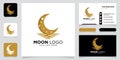 Elegant crescent moon and star logo design moon icon vector