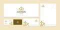 Elegant crown leaf logo design template bundle