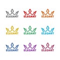Elegant crown logo icon isolated on white background. Set icons colorful Royalty Free Stock Photo