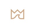 Elegant crown premium logo. Luxury royal king wave logotype. Abstract linear bird logo icon design modern minimal style