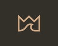 Elegant crown premium logo. Luxury royal king wave vector logotype. Abstract linear bird logo icon design modern minimal