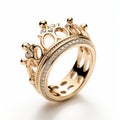 Elegant Crown Ring In Yellow Gold With Diamond Accents Royalty Free Stock Photo