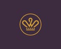 Elegant crown vector logo. Tiara king line logotype.