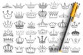 Elegant crowns for kings doodle set