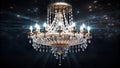 Elegant Crystal Chandelier Illuminated with Warm Light Royalty Free Stock Photo