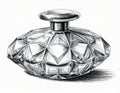 Elegant Crystal Perfume Bottle with Silver Stopper on White Background Illustration Royalty Free Stock Photo