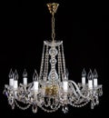 Elegant crystal strass chandelier with ten lamps.