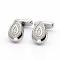 Elegant Cufflinks With Halo Design And Diamonds In 18k White Gold