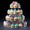 Elegant Cupcake Tower with Decadent and Indulgent Cupcake Creations