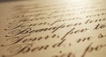 Elegant cursive script on aged paper, Royalty Free Stock Photo